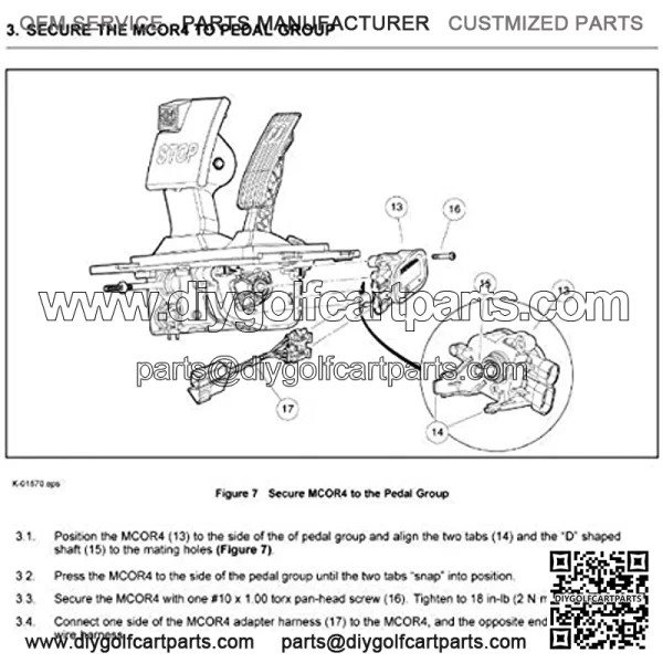 MCOR 4 Throttle Potentiometer for Club Car DS & Precedent 2012-up Golf Cart, Replaces OEM# 105116301, 103850401(MCOR 3) - Image 4