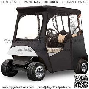 Golf Cart Deluxe Enclosure Cover for EZGO TXT & Club Car Precedent 2 Passenger, 4-Sided Clear PVC Window Rain Cover with Zipper Entry