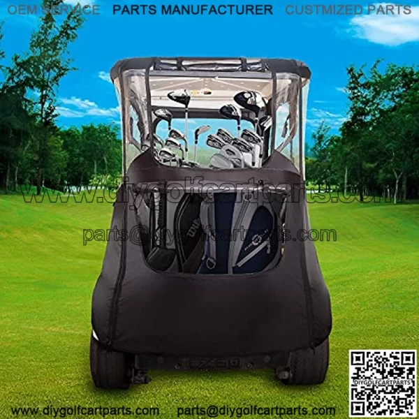 Golf Cart Deluxe Enclosure Cover for EZGO TXT & Club Car Precedent 2 Passenger, 4-Sided Clear PVC Window Rain Cover with Zipper Entry - Image 3
