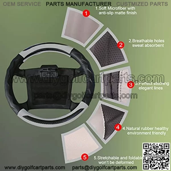 Golf Cart Steering Wheel Cover for Club Car DS Precedent and Yamaha G29, 14?? Easy to Install and Feels Good in Handling - Image 3