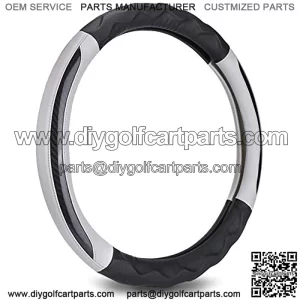Golf Cart Steering Wheel Cover for Club Car DS Precedent, 14 inch, Easy to Install and Nice Finishing Touch (Black+Gray)
