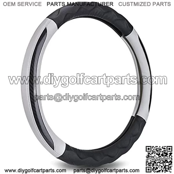 Golf Cart Steering Wheel Cover for Club Car DS Precedent, 14 inch, Easy to Install and Nice Finishing Touch (Black+Gray)