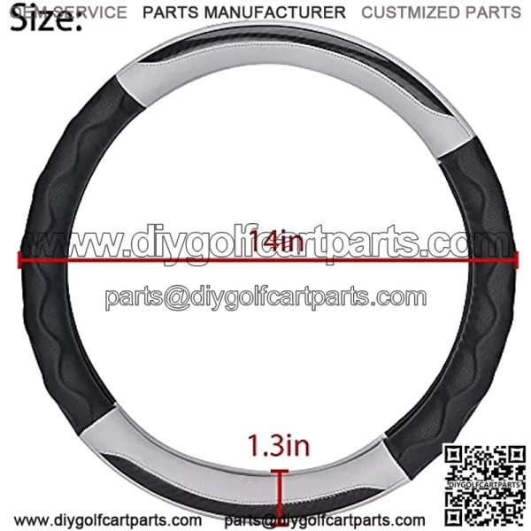 Golf Cart Steering Wheel Cover for Club Car DS Precedent, 14 inch, Easy to Install and Nice Finishing Touch (Black+Gray) - Image 2