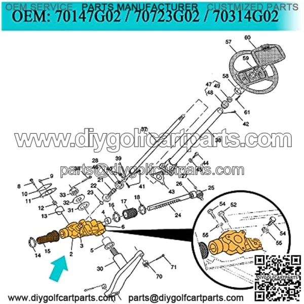 Golf Cart Steering Box Assembly for EZGO TXT 1994-2001, OEM# 70147g02 70723g02 70314g02 - Image 5