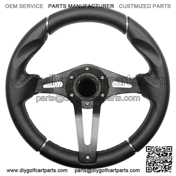 Yamaha 13" CHALLENGER BLACK Aluminum Golf Cart Steering Wheel (Fits all Years)