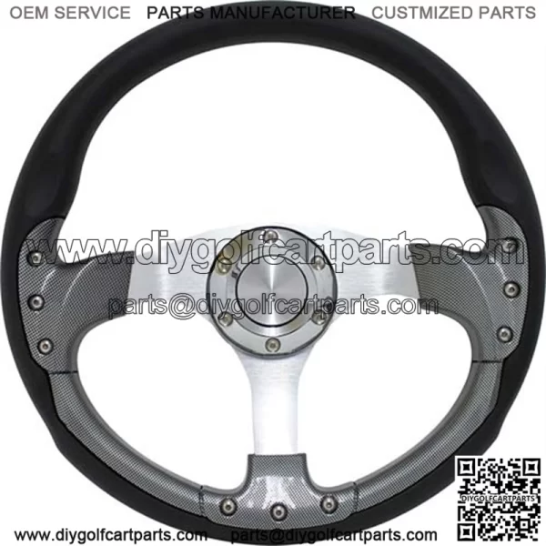 Yamaha 14" Carbon Fiber Golf Cart Steering Wheel Kit (Fits ALL 1975 - Up)