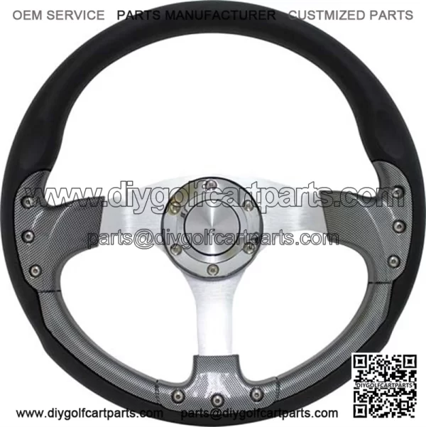 14" Carbon Fiber Golf Cart Steering Wheel Kit (Fits all Years)