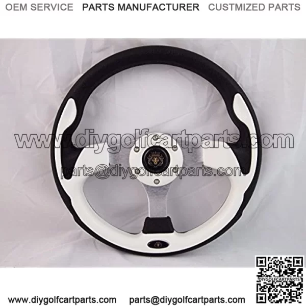Fits CLUB CAR PRECEDENT White steering wheel golf cart With Adapter 3 spoke - Image 2