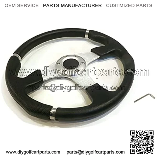 Universal 14" Steering Wheel Black/Chrome for Club Car, E-Z-GO, Yamaha Golf Cart