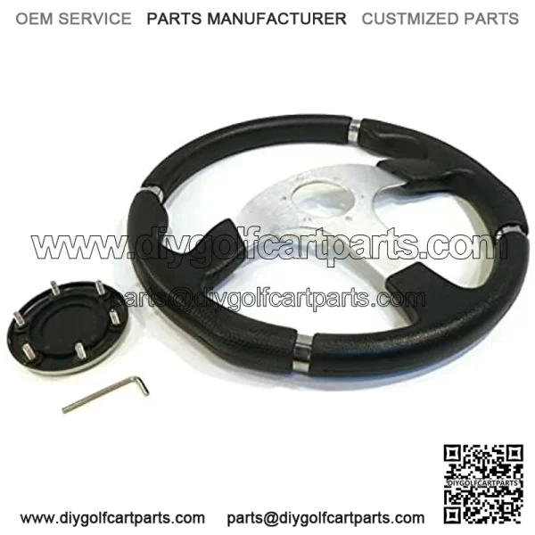 Universal 14" Steering Wheel Black/Chrome for Club Car, E-Z-GO, Yamaha Golf Cart - Image 3