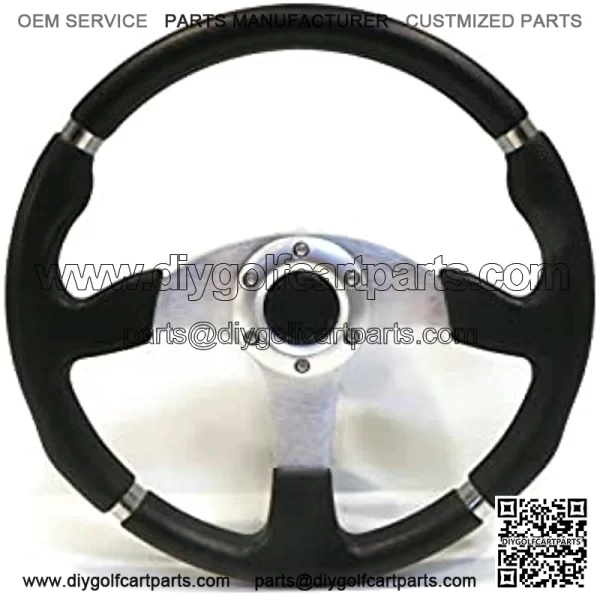 Universal 14" Steering Wheel Black/Chrome for Club Car, E-Z-GO, Yamaha Golf Cart - Image 4