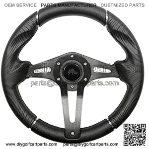 Golf Cart Steering Wheel - Black Grip/Black Spokes
