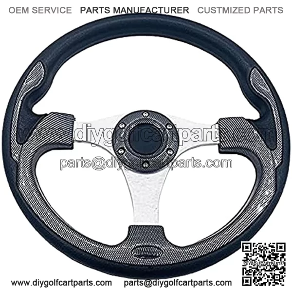 14inch Golf Cart Steering Wheel 6 Hole Universal Pattern For Golf Cart Club Car and Yamaha (Carbon silver) - Image 2