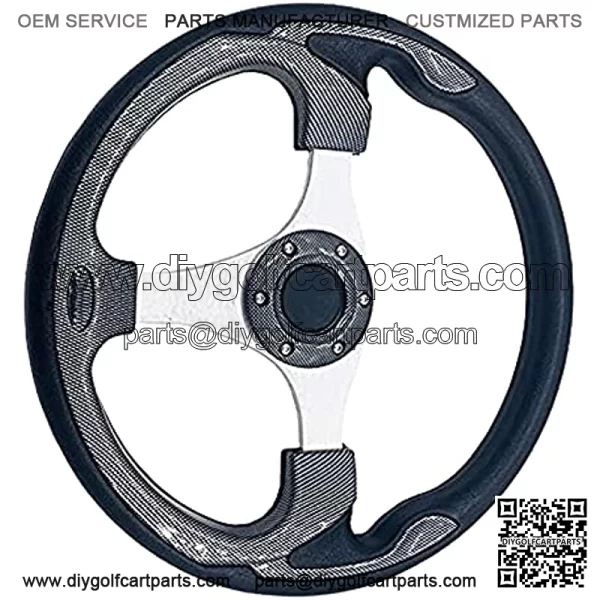 14inch Golf Cart Steering Wheel 6 Hole Universal Pattern For Golf Cart Club Car and Yamaha (Carbon silver) - Image 3