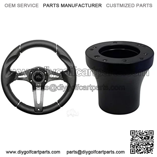 Club Car Precedent Golf Cart Steering Wheel - Black Grip/Black Spokes