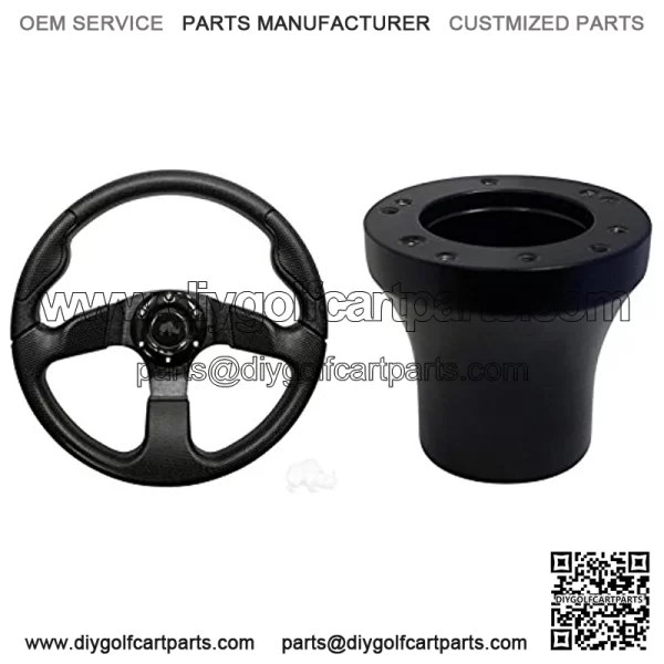 Club Car Precedent Formula GT Golf Cart Steering Wheel Kit (Black Grip/Black Spokes)
