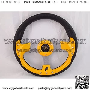 Fits CLUB CAR PRECEDENT Yellow steering wheel golf cart With Adapter 3 spoke
