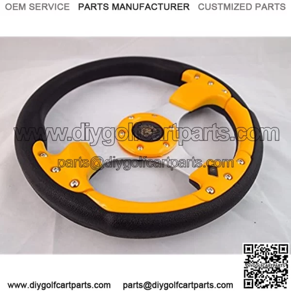 Fits CLUB CAR PRECEDENT Yellow steering wheel golf cart With Adapter 3 spoke - Image 3