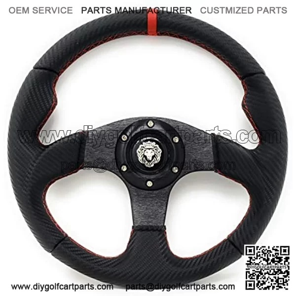 12.5" Steering Wheel w/Horn Red 6 Hole, Club Car Boat UTV Golf Cart