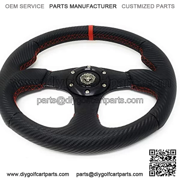 12.5" Steering Wheel w/Horn Red 6 Hole, Club Car Boat UTV Golf Cart - Image 3