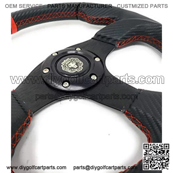 12.5" Steering Wheel w/Horn Red 6 Hole, Club Car Boat UTV Golf Cart - Image 5