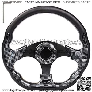Golf Cart Steering Wheel or Adapter Fit Golf Cart Club Car EZGO Yamaha Universal Steering Wheel or Adapter for Club Car DS and Precedent (Black D Shape Design)