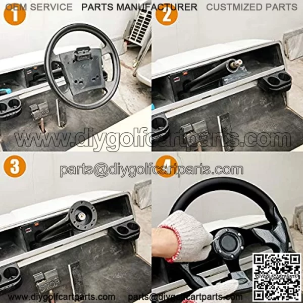 Golf Cart Steering Wheel or Adapter Fit Golf Cart Club Car EZGO Yamaha Universal Steering Wheel or Adapter for Club Car DS and Precedent (Black D Shape Design) - Image 3