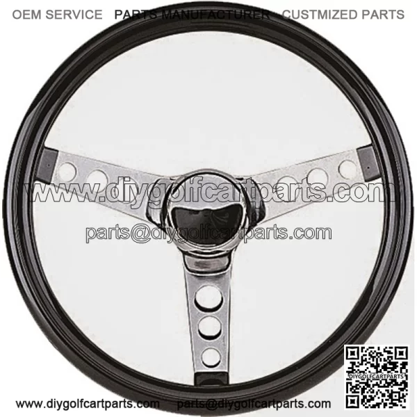 3-Spoke Chrome 13.5" Golf Cart Steering Wheel