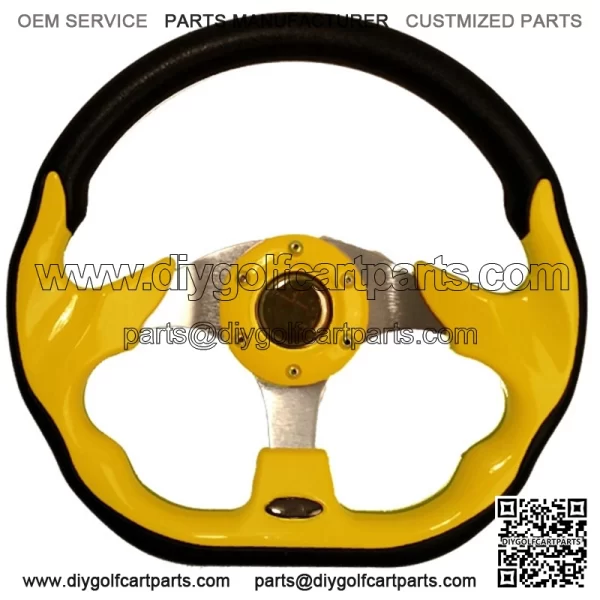 Yellow 12.5" Golf Cart Steering Wheel
