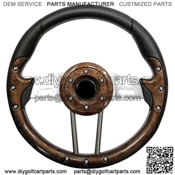 4 Woodgrain Grip/Brushed Aluminum Steering Wheel