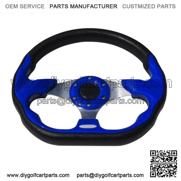 Blue Golf Cart Steering Wheel Fits EZGO Club Car Yamaha Hub Adapter Needed - Image 2