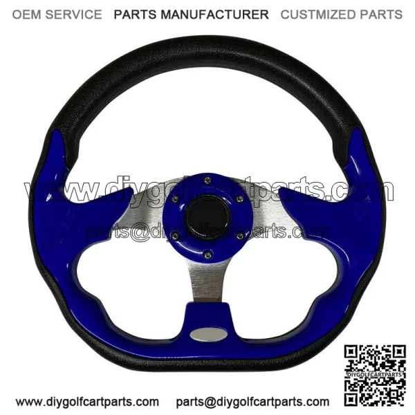 Blue Golf Cart Steering Wheel Fits EZGO Club Car Yamaha Hub Adapter Needed - Image 3