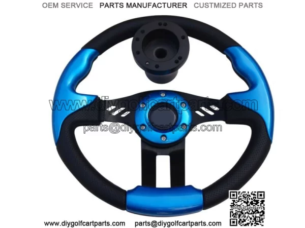 Yamaha Golf Cart Blue Steering Wheel W/ Black Spokes & Hub Adapter