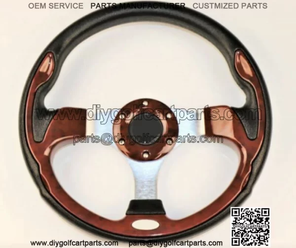 Vintage Golf Cart Steering Wheel Wood Grain logo 12.5" EZGO YAMAHA Club Car