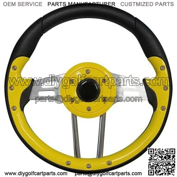 4 Steering Wheel 13" Diameter (Yellow Grip/Black Spokes)