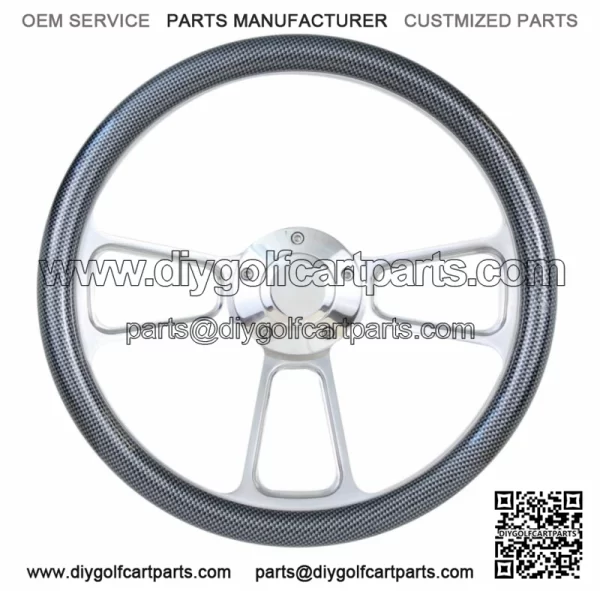 Club Car Golf Cart  14" Billet & Carbon Fiber Steering Wheel, Horn & Adapter
