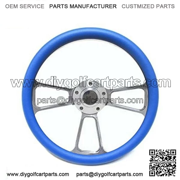Club Car Golf Cart 14" Billet Sky Blue Steering Wheel Includes Horn & Adapter