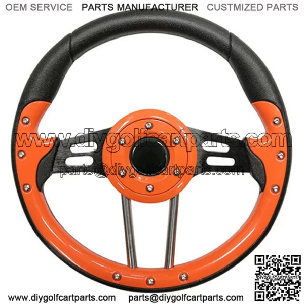 Club Car Precedent 13" Aviator-4 Orange Grip Golf Cart Steering Wheel w/ Black Spokes (Fits all Years)