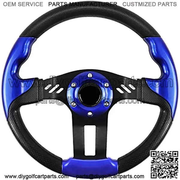 Golf Cart Steering Wheel, Skid Steering Wheel, Universal Golf Cart for Club Car EZGO RXV and TXT, Yamaha, Precedent Tempo, DS??5115Blue??