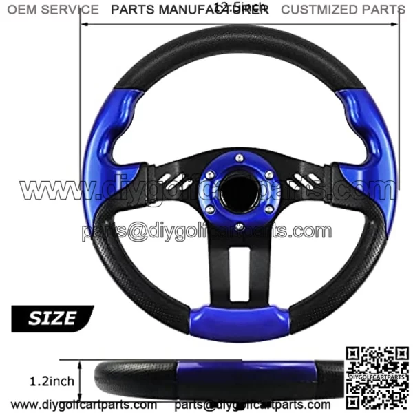Golf Cart Steering Wheel, Skid Steering Wheel, Universal Golf Cart for Club Car EZGO RXV and TXT, Yamaha, Precedent Tempo, DS??5115Blue?? - Image 2
