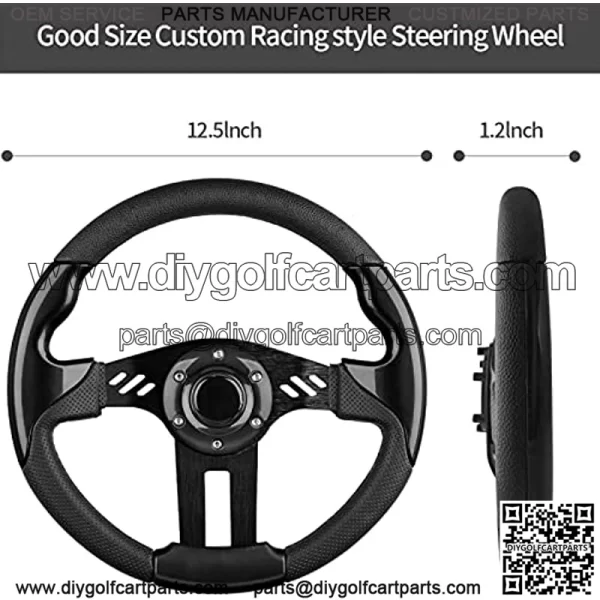 EZGO Steering Wheel Fit Golf Cart Club Car EZGO Yamaha Universal Golf Cart Steering Wheel Club Car DS and Precedent (Black Steering Wheel) - Image 2