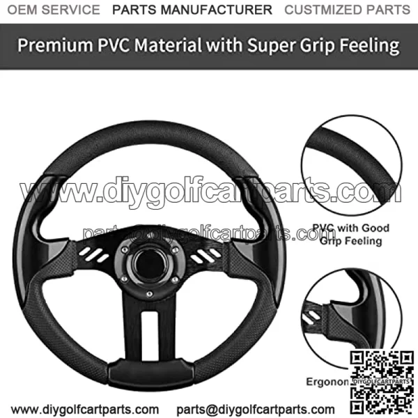 EZGO Steering Wheel Fit Golf Cart Club Car EZGO Yamaha Universal Golf Cart Steering Wheel Club Car DS and Precedent (Black Steering Wheel) - Image 3