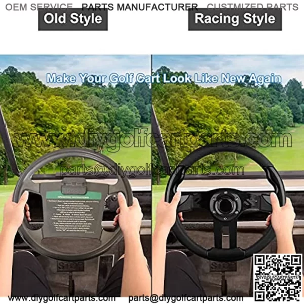 EZGO Steering Wheel Fit Golf Cart Club Car EZGO Yamaha Universal Golf Cart Steering Wheel Club Car DS and Precedent (Black Steering Wheel) - Image 4