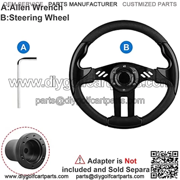 EZGO Steering Wheel Fit Golf Cart Club Car EZGO Yamaha Universal Golf Cart Steering Wheel Club Car DS and Precedent (Black Steering Wheel) - Image 5