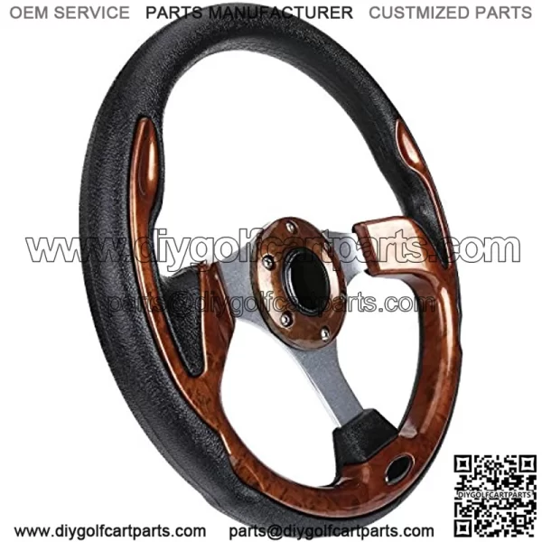Golf Cart Steering Wheel, Universal Design Fit EZGO RXV & TXT, Club Car DS, Club Car Precedent Tempo, Yamaha, Most Golf Cart (Style1 Wood) - Image 4