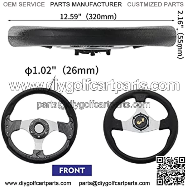 Universal Racing Steering Wheel for Golf Cart, Aluminum with Horn Button for Car, 12.5??/320mm 6 Bolts Grip Vinyl Leather??black & carbon fiber - Image 3