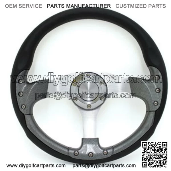 EZGO Golf Cart Steering Wheel Carbon Fiber and Black with Adapter Hub