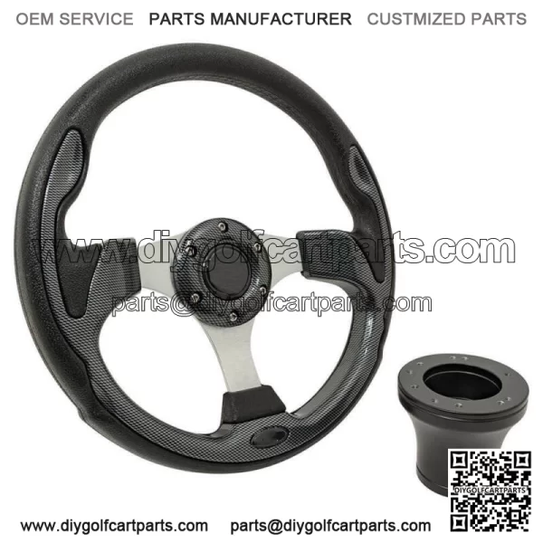 Club Car Precedent (04-Up) Golf Cart Rally Steering Wheel & Adapter Kit 12.5 in - Image 2