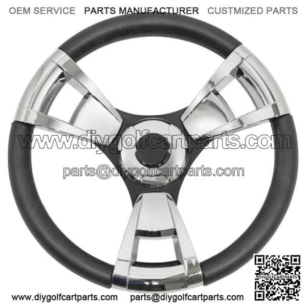 Italia Model 13 Chrome Golf Cart Steering Wheel For EZGO