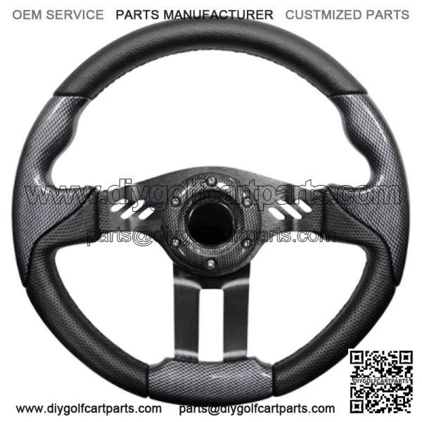 Aviator 5 Golf Cart Steering Wheel (Carbon Fiber Grip/Black Spokes)